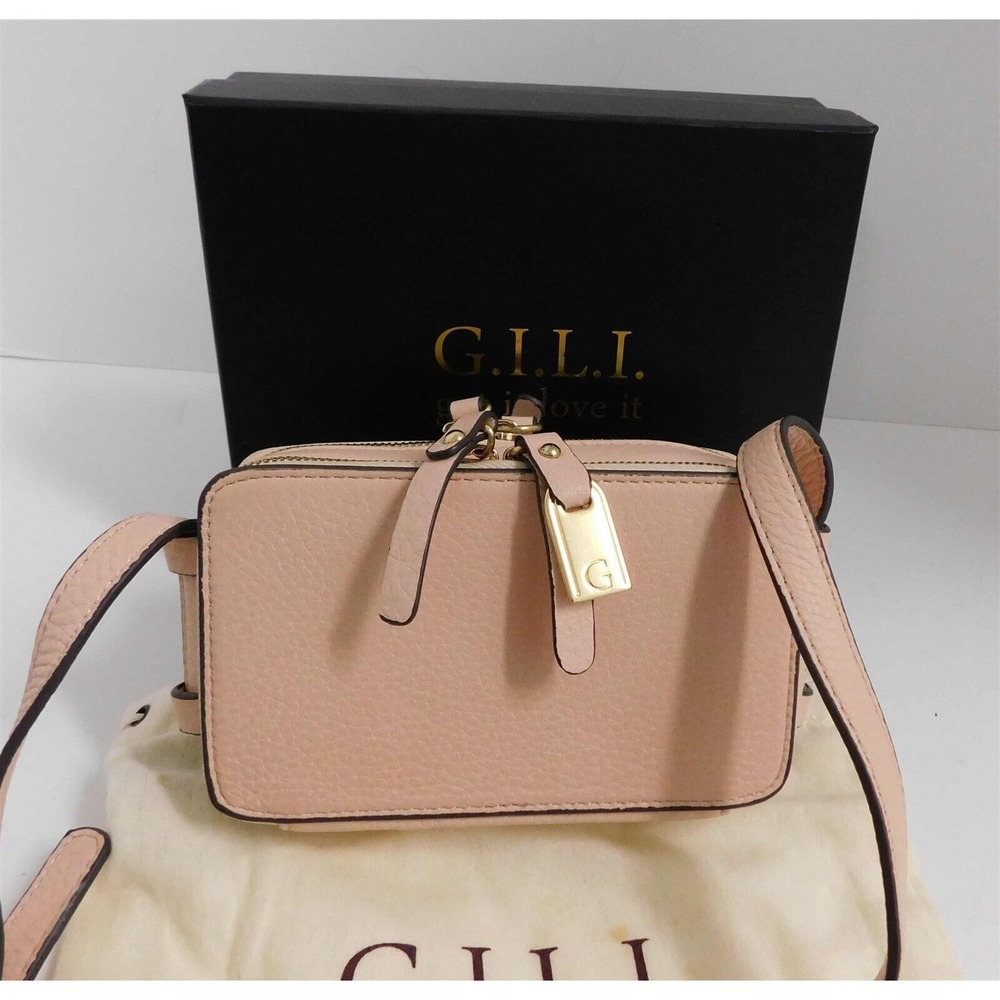 New G.I.L.I. Nude Leather Mini Crossbody Bag